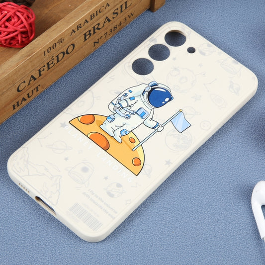 For Samsung Galaxy S21 Ultra 5G Astronaut Pattern Silicone Straight Edge Phone Case(Planet Landing-White) - Galaxy S21 Ultra 5G Cases by buy2fix | Online Shopping UK | buy2fix