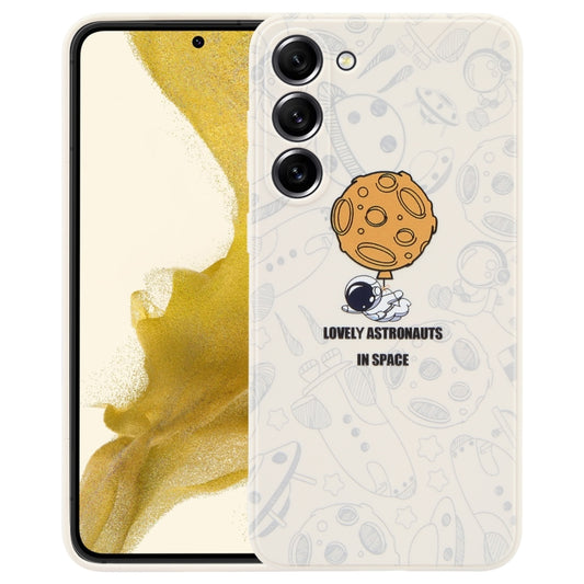 For Samsung Galaxy S21 Ultra 5G Astronaut Pattern Silicone Straight Edge Phone Case(Lovely Astronaut-White) - Galaxy S21 Ultra 5G Cases by buy2fix | Online Shopping UK | buy2fix