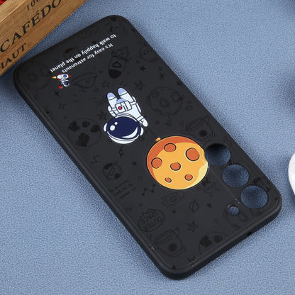 For Samsung Galaxy S10+ Astronaut Pattern Silicone Straight Edge Phone Case(Planet Landing-Black) by buy2fix