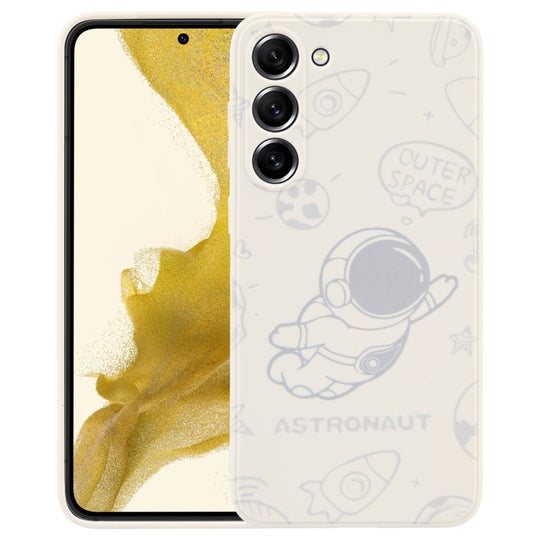 Pour Samsung Galaxy A71 Étui de téléphone à bord droit en silicone à motif d'astronaute (astronaute volant-blanc)