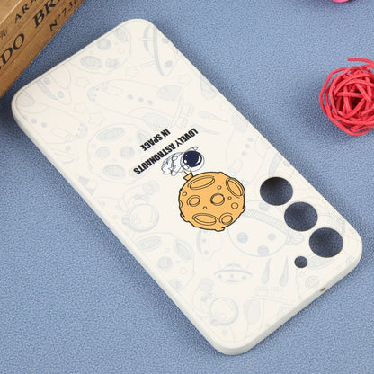 For Samsung Galaxy A71 Astronaut Pattern Silicone Straight Edge Phone Case(Lovely Astronaut-White) by buy2fix