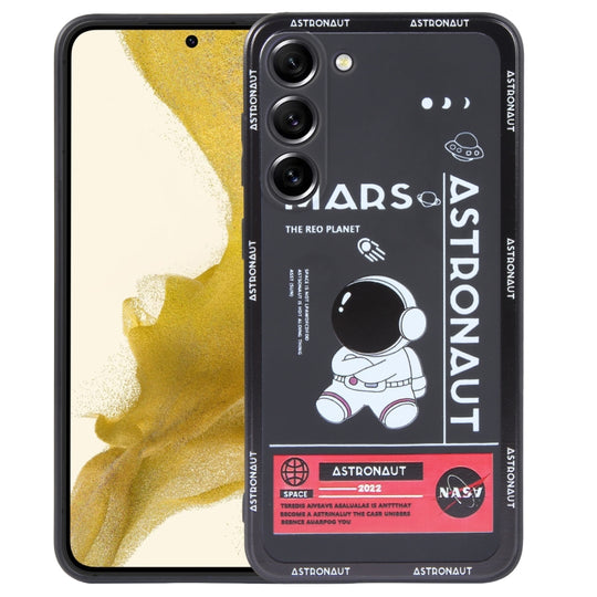 Pour Samsung Galaxy A02 Étui de téléphone à bord droit en silicone à motif d'astronaute (Astronaute de Mars-Noir)