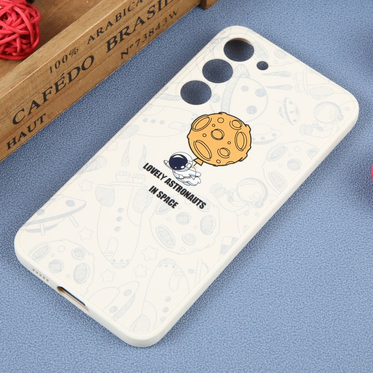 For Samsung Galaxy A02 Astronaut Pattern Silicone Straight Edge Phone Case(Lovely Astronaut-White) by buy2fix