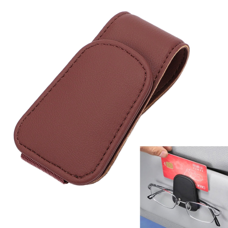Car Sun Visor Glasses Holder Multifunctional Card Clip Storage Rack(Wine Red) by buy2fix