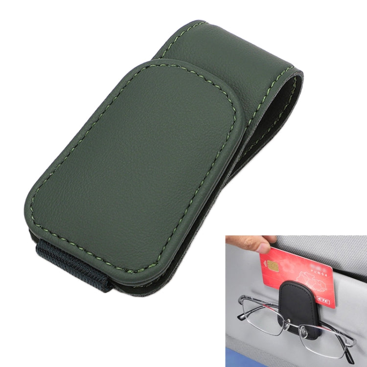 Car Sun Visor Glasses Holder Multifunctional Card Clip Storage Rack(Dark Green) by buy2fix