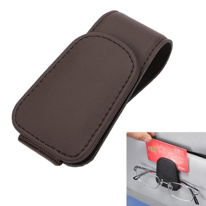 Car Sun Visor Glasses Holder Multifunctional Card Clip Storage Rack(Brown) by buy2fix
