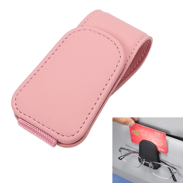 Car Sun Visor Glasses Holder Multifunctional Card Clip Storage Rack(Pink) by buy2fix