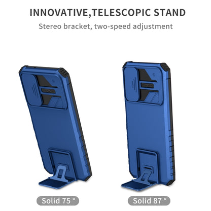 For Samsung Galaxy A14 5G Stereoscopic Holder Sliding Camshield Phone Case(Blue) by buy2fix