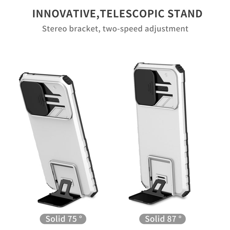 For Samsung Galaxy S20 FE Stereoscopic Holder Sliding Camshield Phone Case(White) by buy2fix