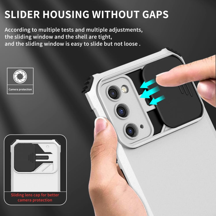 For Samsung Galaxy S20 FE Stereoscopic Holder Sliding Camshield Phone Case(White) by buy2fix