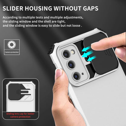 For Samsung Galaxy S20 FE Stereoscopic Holder Sliding Camshield Phone Case(White) by buy2fix