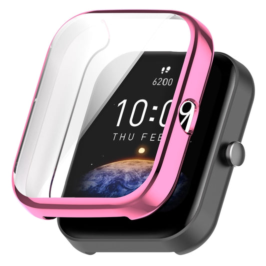 For Amazfit Bip 3 / Bip 3 Pro Universal Full Coverage TPU Electroplating Watch Protective Case(Pink) - Watch Cases by buy2fix | Online Shopping UK | buy2fix