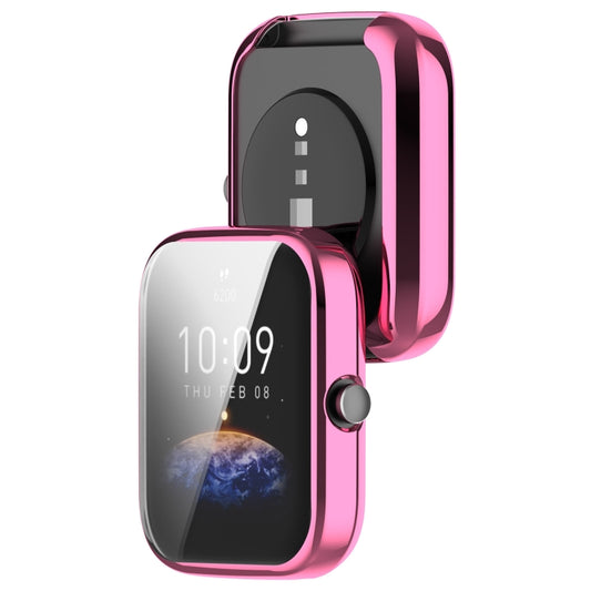 For Amazfit Bip 3 / Bip 3 Pro Universal Full Coverage TPU Electroplating Watch Protective Case(Pink) - Watch Cases by buy2fix | Online Shopping UK | buy2fix