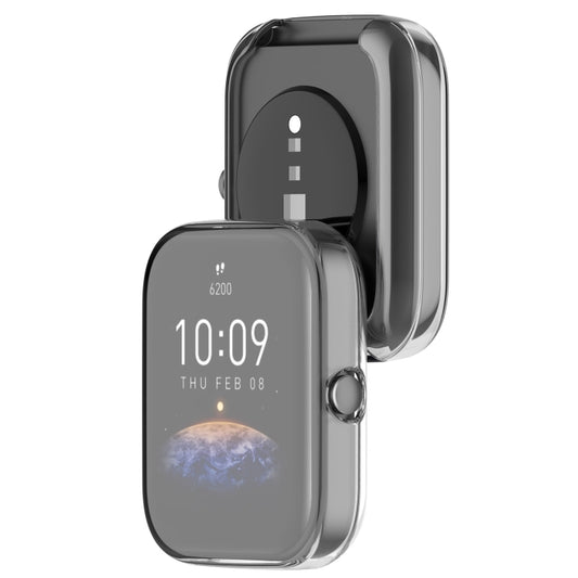 For Amazfit Bip 3 / Bip 3 Pro Universal Full Coverage TPU Electroplating Watch Protective Case(Transparent) - Watch Cases by buy2fix | Online Shopping UK | buy2fix