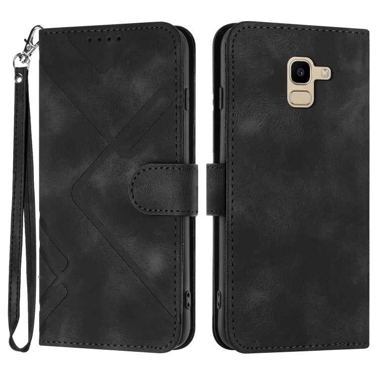 For Samsung Galaxy A8 2018 Line Pattern Skin Feel Leather Phone Case(Black) by buy2fix