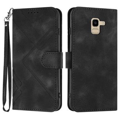 For Samsung Galaxy A8 2018 Line Pattern Skin Feel Leather Phone Case(Black) by buy2fix