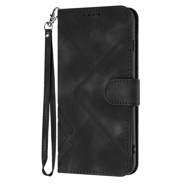 For Samsung Galaxy A8 2018 Line Pattern Skin Feel Leather Phone Case(Black) by buy2fix