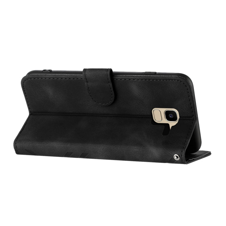 For Samsung Galaxy A8 2018 Line Pattern Skin Feel Leather Phone Case(Black) by buy2fix