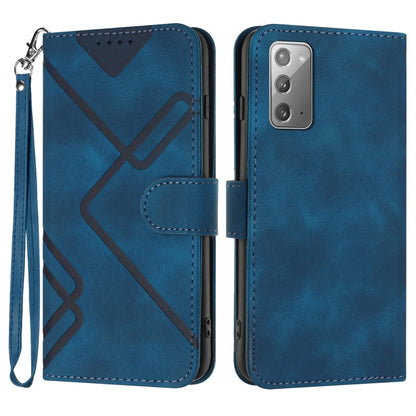 For Samsung Galaxy Note20 Line Pattern Skin Feel Leather Phone Case(Royal Blue) by buy2fix