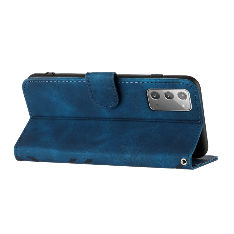 For Samsung Galaxy Note20 Line Pattern Skin Feel Leather Phone Case(Royal Blue) by buy2fix