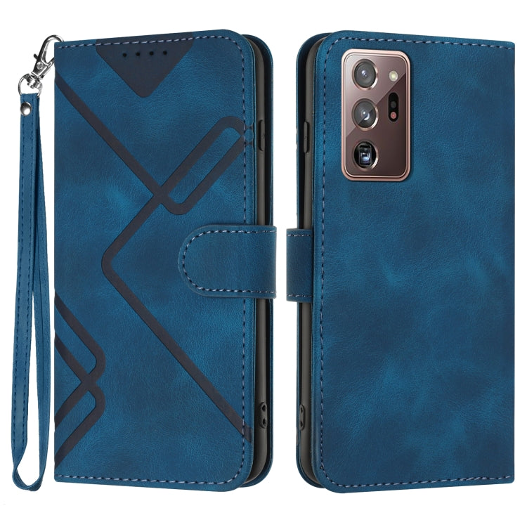 For Samsung Galaxy Note20 Ultra Line Pattern Skin Feel Leather Phone Case(Royal Blue) by buy2fix