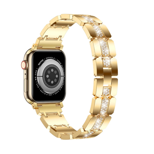 Diamond Metal Watch Band For Apple Watch 7 41mm(Gold) - Watch Bands by buy2fix | Online Shopping UK | buy2fix