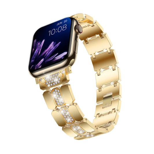 Diamond Metal Watch Band For Apple Watch 7 41mm(Gold) - Watch Bands by buy2fix | Online Shopping UK | buy2fix