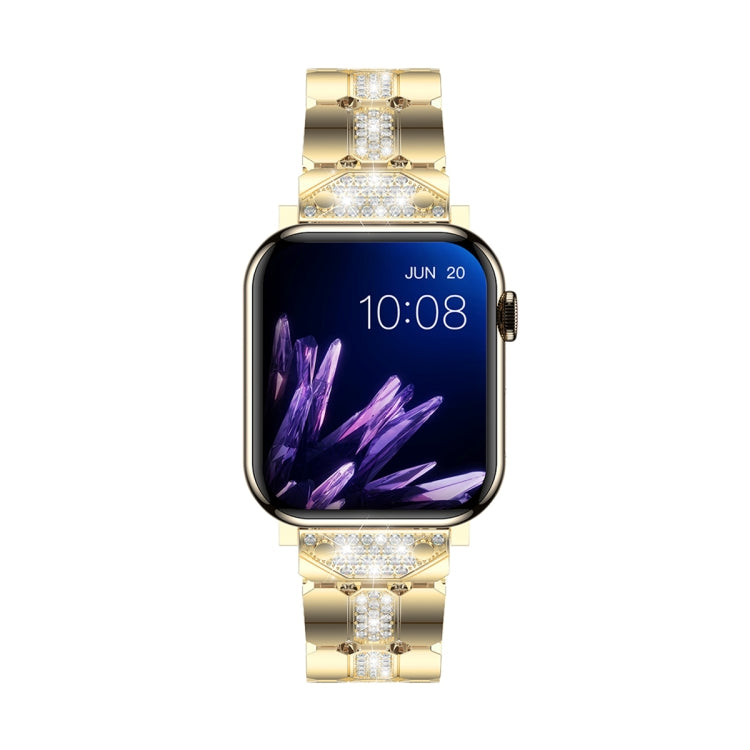 Diamond Metal Watch Band For Apple Watch 7 41mm(Gold) - Watch Bands by buy2fix | Online Shopping UK | buy2fix