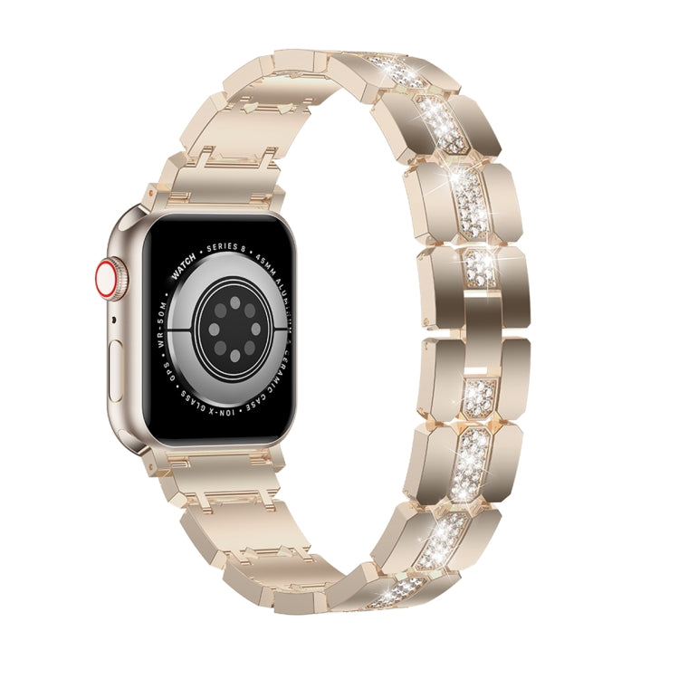 Diamond Metal Watch Band For Apple Watch SE 2022 40mm(Starlight) - Watch Bands by buy2fix | Online Shopping UK | buy2fix