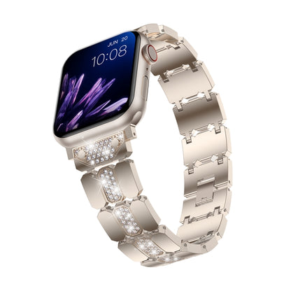 Diamond Metal Watch Band For Apple Watch SE 2022 40mm(Starlight) - Watch Bands by buy2fix | Online Shopping UK | buy2fix