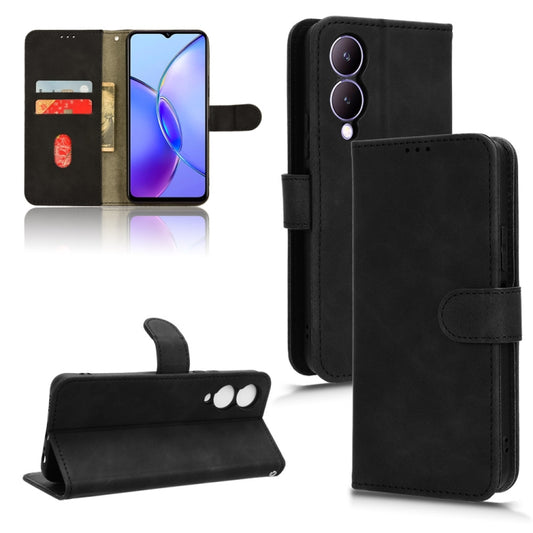 For vivo Y17s 4G Skin Feel Magnetic Flip Leather Phone Case(Black) - vivo Cases by buy2fix | Online Shopping UK | buy2fix