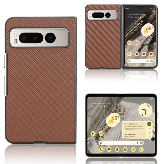 For Google Pixel Fold PU Leather PC Phone Case(Brown) - Google Cases by buy2fix | Online Shopping UK | buy2fix