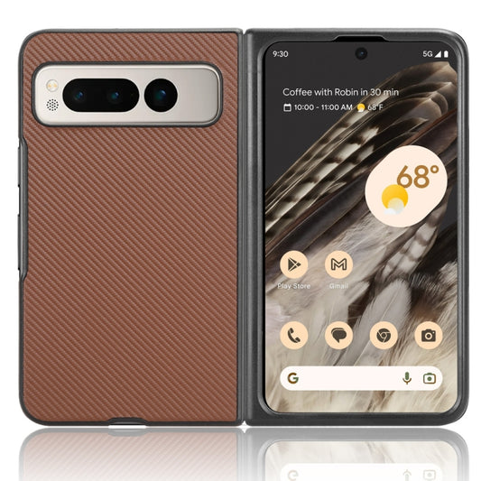 For Google Pixel Fold PU Leather PC Phone Case(Brown) - Google Cases by buy2fix | Online Shopping UK | buy2fix