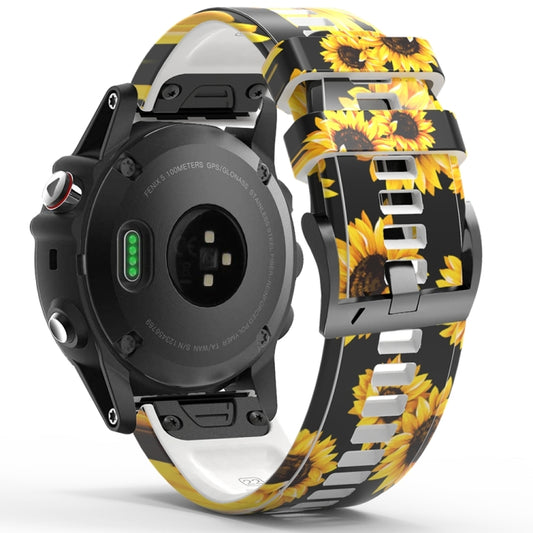 For Garmin Forerunner 965 / 955 / 945 / 935 Printing Quick Release Silicone Watch Band(Sunflower) - Watch Bands by buy2fix | Online Shopping UK | buy2fix