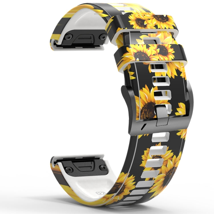 For Garmin Forerunner 965 / 955 / 945 / 935 Printing Quick Release Silicone Watch Band(Sunflower) - Watch Bands by buy2fix | Online Shopping UK | buy2fix