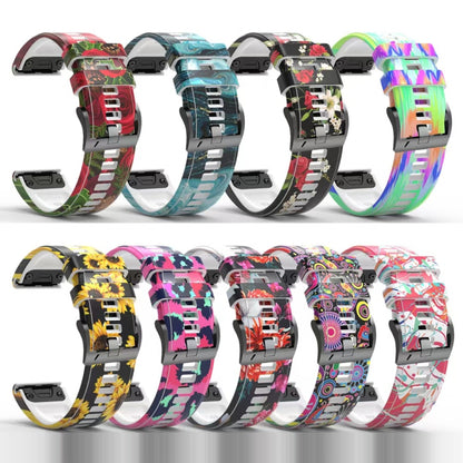 For Garmin Forerunner 965 / 955 / 945 / 935 Printing Quick Release Silicone Watch Band(Sunflower) - Watch Bands by buy2fix | Online Shopping UK | buy2fix