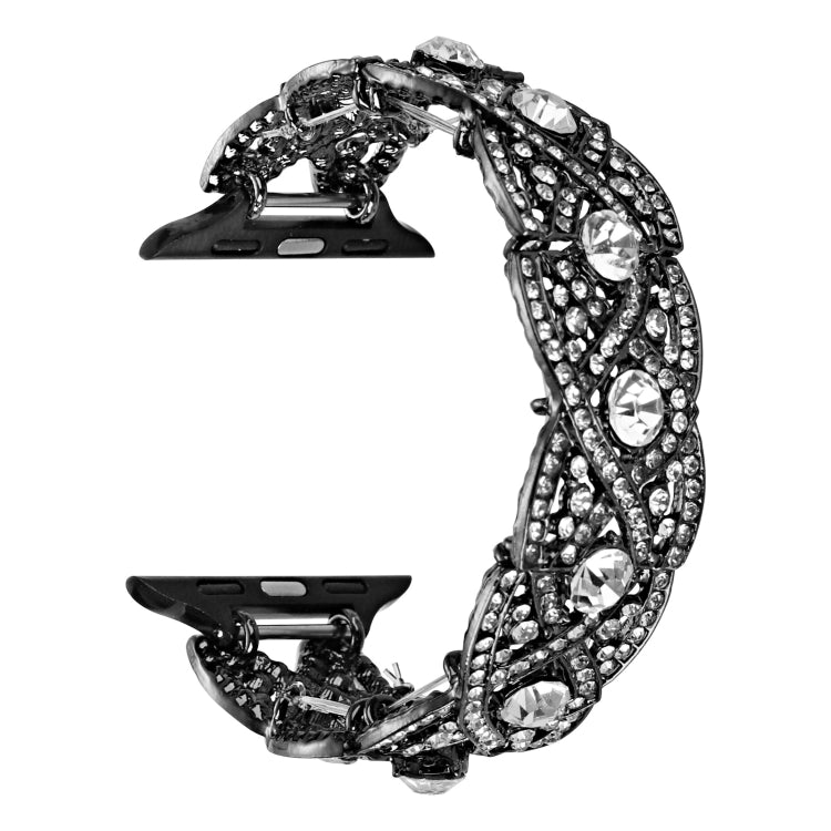Diamonds Twist Metal Watch Band For Apple Watch 7 41mm(Black) - Watch Bands by buy2fix | Online Shopping UK | buy2fix