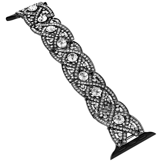 Diamonds Twist Metal Watch Band For Apple Watch 7 41mm(Black) - Watch Bands by buy2fix | Online Shopping UK | buy2fix