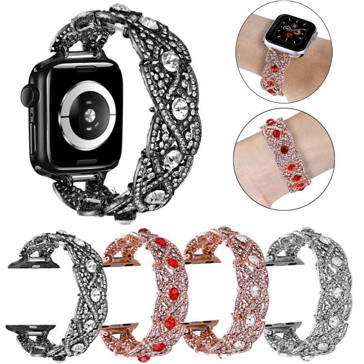 Diamonds Twist Metal Watch Band For Apple Watch 7 41mm(Black) - Watch Bands by buy2fix | Online Shopping UK | buy2fix