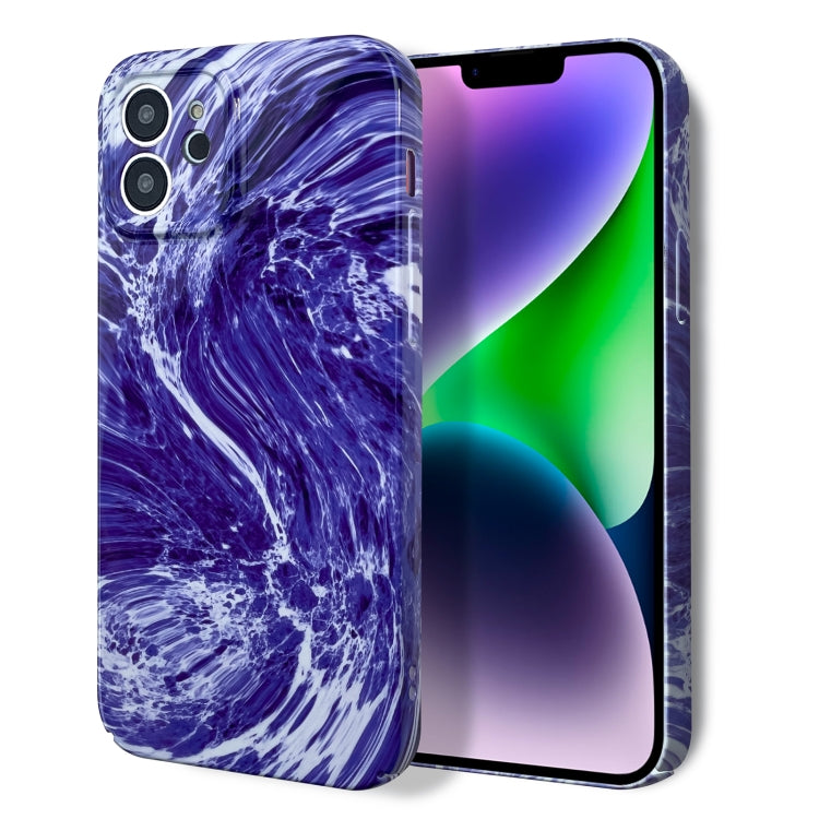 For iPhone 12 Pro Max Marble Pattern Phone Case(Purple White) by buy2fix