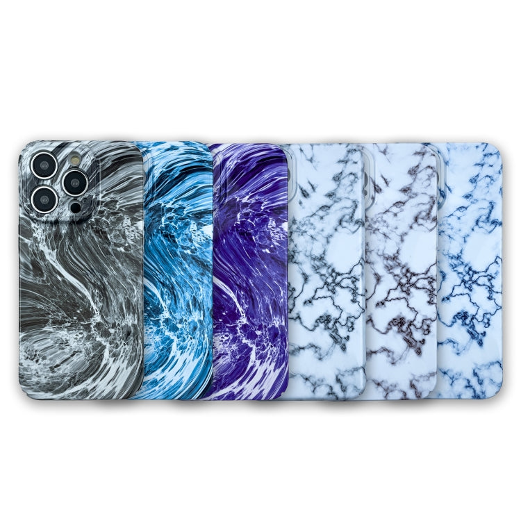 For iPhone 12 Marble Pattern Phone Case(Navy Blue White) by buy2fix