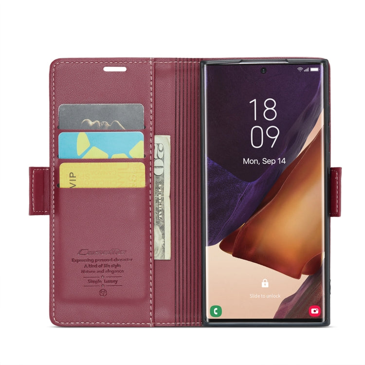 For Samsung Galaxy Note20 Ultra CaseMe 023 Butterfly Buckle Litchi Texture RFID Anti-theft Leather Phone Case(Wine Red) - Galaxy Note20 Ultra Cases by CaseMe | Online Shopping UK | buy2fix