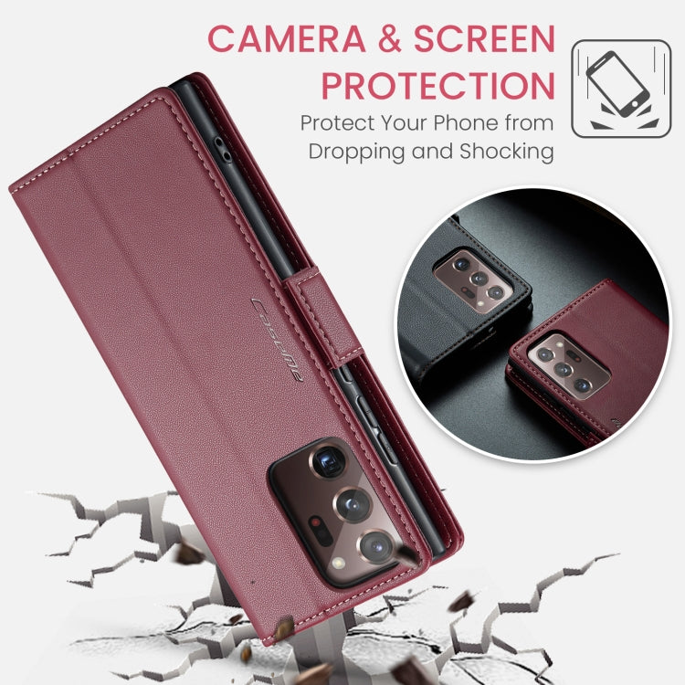 For Samsung Galaxy Note20 Ultra CaseMe 023 Butterfly Buckle Litchi Texture RFID Anti-theft Leather Phone Case(Wine Red) - Galaxy Note20 Ultra Cases by CaseMe | Online Shopping UK | buy2fix
