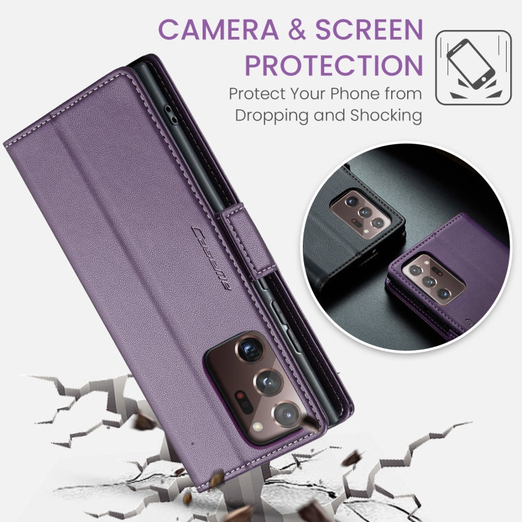 For Samsung Galaxy Note20 Ultra CaseMe 023 Butterfly Buckle Litchi Texture RFID Anti-theft Leather Phone Case(Pearly Purple) - Galaxy Note20 Ultra Cases by CaseMe | Online Shopping UK | buy2fix