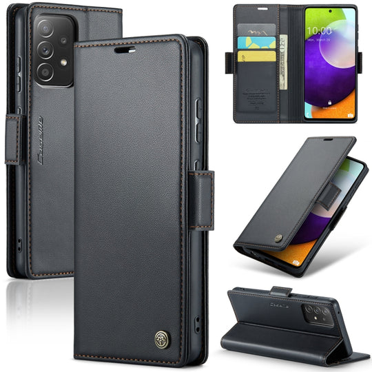 Pour Samsung Galaxy A52/A52s 5G CaseMe 023 Boucle Papillon Litchi Texture RFID Étui de téléphone en cuir antivol (Noir)