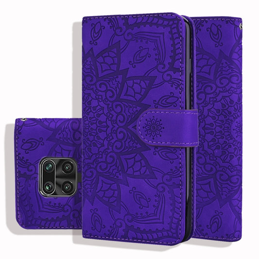 For Xiaomi Redmi Note 9 Pro Max Embossed Sunflower Pattern Horizontal Flip PU Leather Case with Holder & Card Slots & Wallet & Lanyard(Purple) - Huawei Cases by buy2fix | Online Shopping UK | buy2fix
