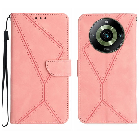 For Realme 11 Pro Stitching Embossed Leather Phone Case(Pink) - Realme Cases by buy2fix | Online Shopping UK | buy2fix