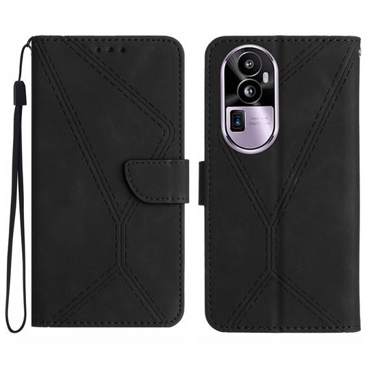For OPPO Reno10 Pro+ Stitching Embossed Leather Phone Case(Black) - Realme Cases by buy2fix | Online Shopping UK | buy2fix