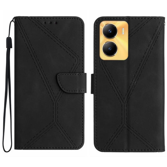 For vivo Y56 5G Global Stitching Embossed Leather Phone Case(Black) - vivo Cases by buy2fix | Online Shopping UK | buy2fix