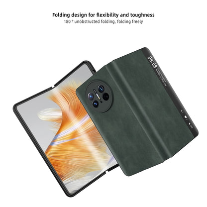 For Huawei Mate X3 Retro Magnetic Side Window View Leather Smart Phone Case(Silver) - Huawei Cases by buy2fix | Online Shopping UK | buy2fix